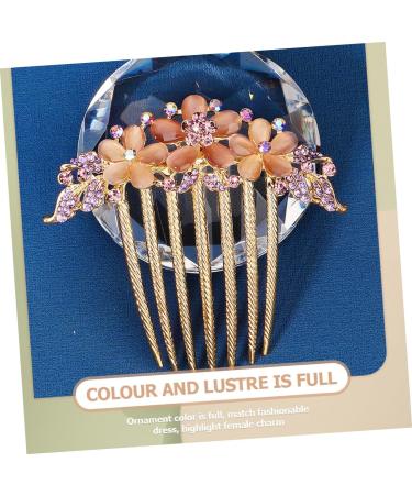 PLAFOPE Opal Comb Small Tooth Comb Floral Hair Clips Styling Hair Clips Barrettes for Thick Hair Wedding Hair Accessories for Brides Hair Combs for Hair Topper Comb Hair Clip Alloy Purple - Buy Online on GoSupps.com