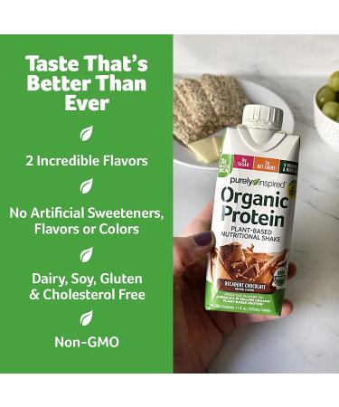 Purely Inspired Organic Protein Shake | 20g Plant Based Protein | Ready to Drink Chocolate Shake | Pack of 12 | Decadent Chocolate Flavor - Buy Online on GoSupps.com