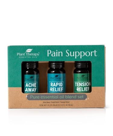Plant Therapy Pain Support Essential Oil Blend Set 10 mL (1/3 oz) Each of Ache Away Rapid Relief & Tension Relief Pure Undiluted Essential Oil Blends