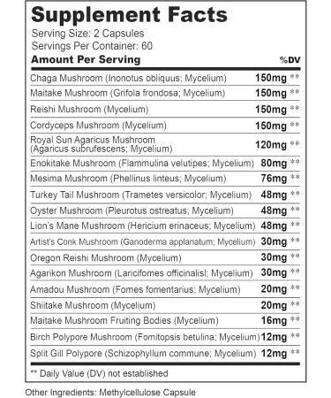 Herbtonics All-in-One Mushroom Supplement for Immune System Support | Nootropic Brain Support Supplement with Lion's Mane Cordyceps Reishi | Powerful Mushroom Complex | 120 Vegan Capsules - Buy Online on GoSupps.com