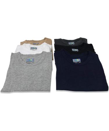 Kids 6 Pack Athletic Long Sleeve Undershirt Tops - Black/Khaki/White/Grey/Navy/Charcoal - Size 5-6 - Buy Online on GoSupps.com