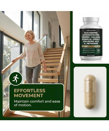 Arthronaturals 18 in 1 Joint Supplement with Glucosamine Chondroitin MSM Hyaluronic Acid Omega-3 and More for Provides Joint Support Improves Mobility & Long Term Health Vegan - 60 CPS (1) - Buy Online on GoSupps.com