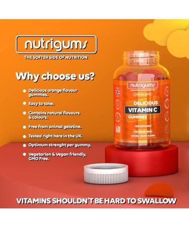 Nutrigums Vegan Vitamin C Gummies - 80mg Orange Flavour | Immune Support & Collagen Formation | 60 Gummies - Buy Online on GoSupps.com