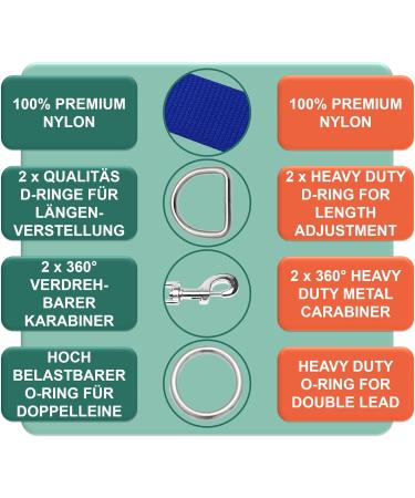 Dey Premium 2m Dog Leash - 3-Way Adjustable Nylon for All Dog Sizes | Multiple Colors Available | Doubleein Puppy Leash - Buy Online on GoSupps.com