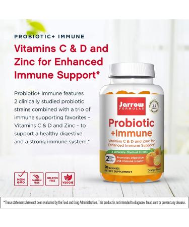 Jarrow Formulas Probiotic + Immune Orange Gummies - 60 Count for Gut & Immune Health - Buy Online on GoSupps.com