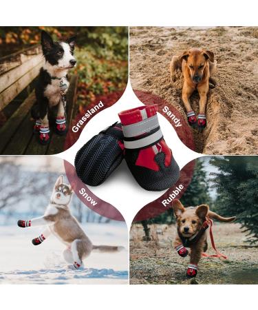NeuWook Dog Boots 4 Pcs Waterproof Anti-Slip Breathable Dog Shoes with Two Adjustable Fastener Straps Easy to Wear Dog Sneakers Comfortable Soft Soled for Small Medium Large Dogs (Red XXL) XXL Red - Buy Online on GoSupps.com
