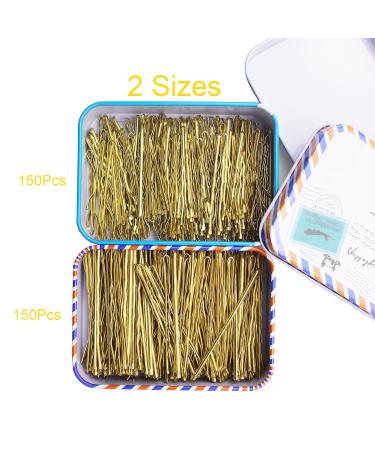 300 CT Hair Bobby Pins Set | Storage Box | 2.4 & 2 Sizes for Girls, Women | Blonde | Hair Accessories - Buy Online on GoSupps.com