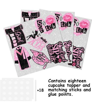 18pcs Pink Glitter Dessert Cupcake Topper Congrats Class of 2024 Theme Decorations Girls College Graduation Party Decor Supplies - Buy Online on GoSupps.com