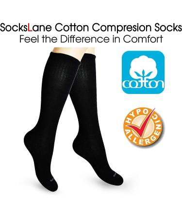 SocksLane Cotton Compression Socks - 15-20 mmHg Support, Knee-High Nude, Women & Men, M/L (1 Pair) - Buy Online on GoSupps.com