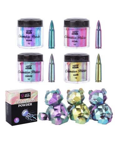 Let's Resin Metallic Pigment Powder, 5 Colors Fine Resin Pigment Powder, Each Bottle 20ml Resin Color Pigment for Epoxy Resin Coloring, Polymer Clay