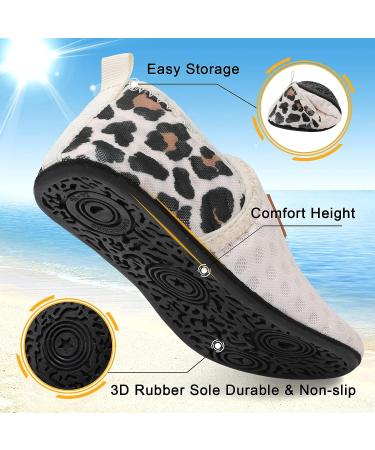 Lefflow Toddler Water Shoes - Quick Dry Beach Swim Socks - Non Slip House Slippers - Size 8.5-9 Toddler - Leopard Print - Buy Online on GoSupps.com
