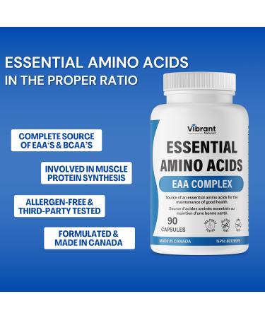 Buy Essential Amino Acids - 1270mg EAA & BCAA Supplement | 90 Capsules Made in Canada - Buy Online on GoSupps.com