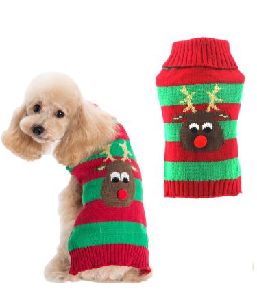 Hrttsy Christmas dog sweater winter warm dog cat sweater clothing pet costume puppy sweater pullover clothing for small medium -sized dogs big dog pet sweater small red green red nose