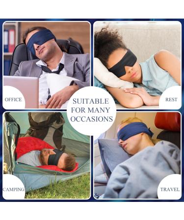 2 Pcs Adjustable Silk Sleeping Mask Set - Navy Blue and Black Soft Eye Blindfolds for Adults - Comfortable Breathable Eye Covers for Sleeping, Travel, and Rest - Buy Online on GoSupps.com