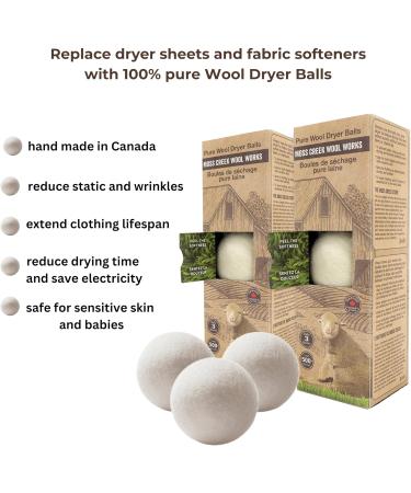 Moss Creek - Wool Dryer Balls - Reusable Dryer Balls for Laundry - Anti Static Fabric Softener Balls - Eco-Friendly Laundry Balls for Dryer - 3 XL Wool Dryer Balls per pack - 2 Pack White 3 Count (Pack of 2) White - Buy Online on GoSupps.com