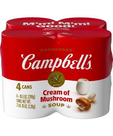 Campbell's Condensed Cream of Mushroom Soup, 10.5 Ounce Can, 4 Count (Packaging May Vary) Cream of Mushroom 10.5 Ounce (Pack of 4)