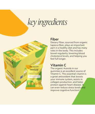 Herbaland Acerola Vit C Gummies Snacks with Benefits Vegan Low-Sugar High-Fiber Gluten-Free 45mg of Vitamin C From Organic Acerola & 10g of Organic Tapioca Fiber Per Pouch Lemon Flavor 12 x 40g (Box of 12) Compostable Pouch - Buy Online on GoSupps.com