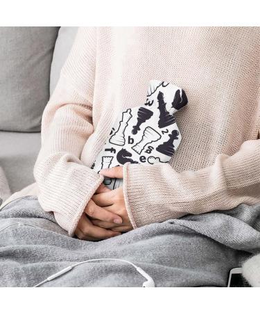 Black and White Chess Hot Water Bottle with Plush Cover Cozy Bed Warmer for Adults & Kids | 26.5x15.3cm - International Shipping Available! - Buy Online on GoSupps.com