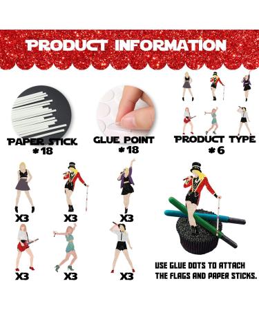 18pcs Glitter Dessert Cupcake Topper Cheer to Worldwide Popular Female Singer Concert Theme Decor Pick for Fan Men Women Boys Girls Happy Birthday Folklore Music Party Decorations Supplies - Buy Online on GoSupps.com