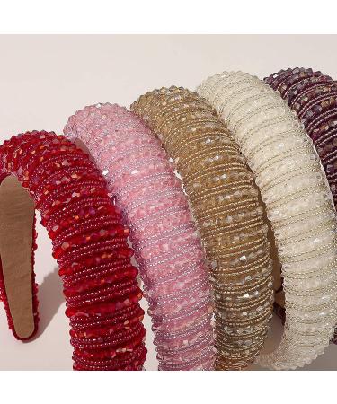 Baroque Rhinestone Crystal Diamond Headband - Red | Wide Glitter Beaded Hairband for Women & Girls - Buy Online on GoSupps.com