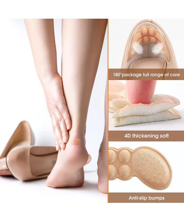 Macood Heel Cushions Pads - 4 Pairs Self-Adhesive Inserts for Men & Women | Prevent Heel Slipping, Blisters & Rubbing | Foot Care Protectors (Black/Beige) - Buy Online on GoSupps.com