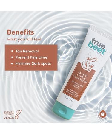 De-tan Coffee Face Wash - Remove Tan & Dark Spots Prevent Fine Lines | Infused with Arabic Coffee Clove Oil & Vitamin C | 120ML for All Skin Types (Men & Women - Buy Online on GoSupps.com