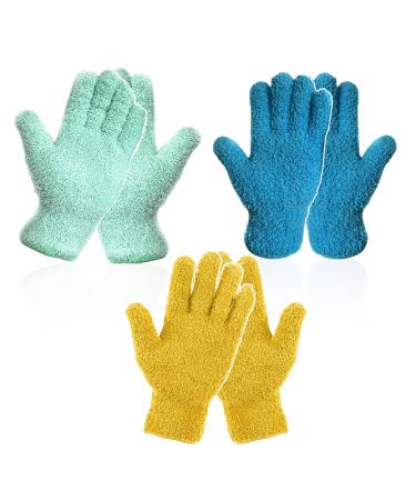 TSHAOUN 3 pairs of microfiber dust gloves cleaning gloves household gloves reusable gloves for at home garden furniture car blinds stair railings difficult to reach corners and angles