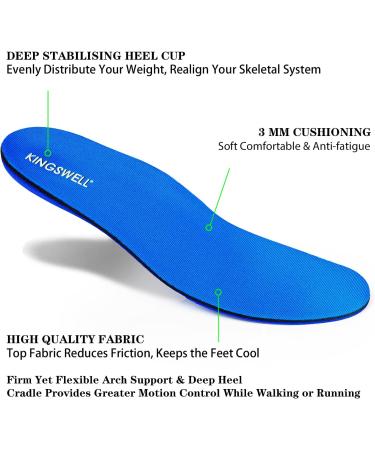 Plantar Fasciitis Relief Insoles - Arch Support Orthotics for Women & Men, XL Size, Blue, Heel Pain, Flat Feet, High Arches, Overpronation - Men's 11-13 / Women's 12-14 - Buy Online on GoSupps.com