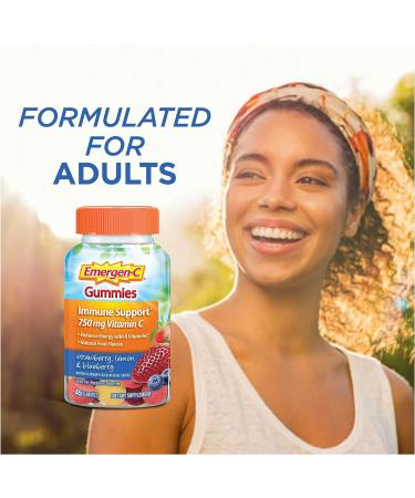 Emergen-C 750mg Vitamin C Immune Support Gummies - Gluten Free - Strawberry, Lemon & Blueberry Flavors - 45 Count Pack - Buy Online on GoSupps.com