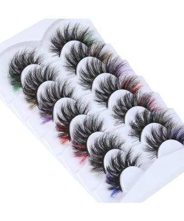 Fluffy Colored 3D Volume Handmade False Eyelashes - 7 Pairs FANXITON 20MM Cat-Eye Cosplay Makeup - Buy Online on GoSupps.com