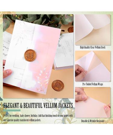 Vellum Jacket Set for 5x7 Invitations with Gold Wax Seal Stickers - Translucent Paper Kit for Wedding, Birthday, Bridal Shower, Baby Shower - Pack of 200 - Buy Online on GoSupps.com
