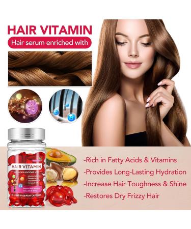 Hair Vitamin Oil Capsules Hair Vitamin Serum Capsule with Moroccan Macadamia & Avocado Oil Moisturizes Repairs Damaged and Smoothes Shiny Hair - Buy Online on GoSupps.com