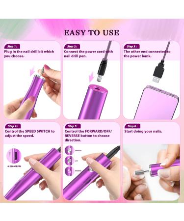Zoccee 11-in-1 Electric Nail Cutter with Filing Light 22000 RPM Manicure Set for Gel & Acrylic Nails (No Battery Purple) - Buy Online on GoSupps.com