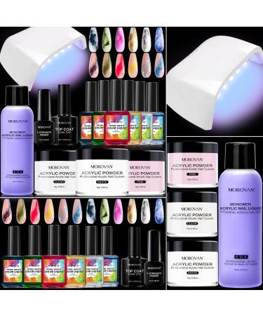 Morovan Acrylic Nail Kit with U V Light Blooming Gel Kit Professional Nails Kit Acrylic Set Spreading Marble Effect Decoration Nail Art Acrylic Nail Kit Nail Extension Carving Nail Acrylic Nail Supplies at Home for DIY Salon