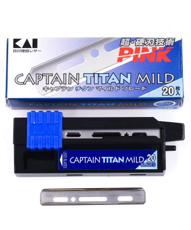 Kai Captain Titan Blades Compatible with Kai Kasho and Feather Artist Club Razors - A Favorite of Professional Barbers Silver (Pack of 20)