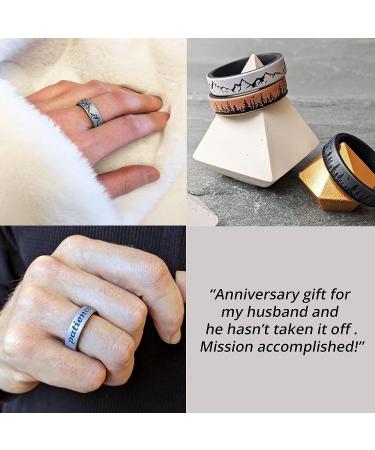 Knot Theory Mountain Forest Waves Silicone Ring - Dual Layer Engraved - Breathable Comfort Fit 6mm Rubber Wedding Band - Antique Gold Size 4/4.5 - Buy Online on GoSupps.com
