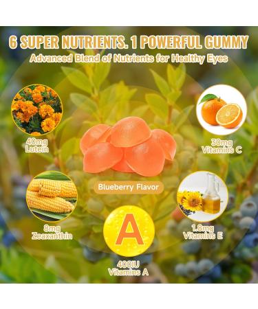 Swiyie Lutein Gummies Eye Vitamin and Mineral Supplement with 20mg Lutein & 4mg Zeaxanthin Gummy Vitamins for Eye Health Support Naturally Flavored 60 Gummies - Buy Online on GoSupps.com
