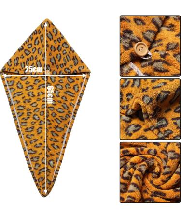 3 Pieces Leopard Microfiber Hair Towel Set - Anti-Frizz Curly Hair Turban | Dry Wet Hair Fast | Multicolored Bath Hats - Buy Online on GoSupps.com