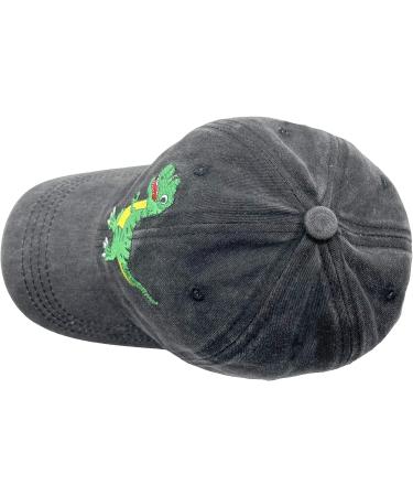 Boys' Skull Dinosaur Hat | Washed Vintage Embroidered Baseball Cap | Cute Funny Dinosaur - Black - Buy Online on GoSupps.com