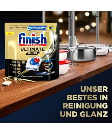 Buy Finish Ultimate Plus Dishwasher Tabs - Intensive Cleaning Shine & Fatty Residue Removal - 18 Tabs - International Shipping Available - Buy Online on GoSupps.com