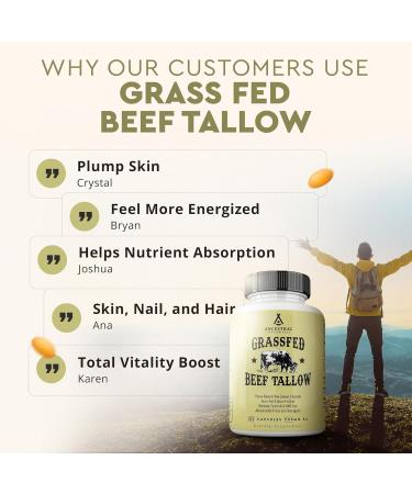 Ancestral Supplements Grass Fed Beef Tallow Capsules 3000mg Nourishing Kidney Fat Supplement Supports Bones Teeth Gums Skin Immune and Overall Health Non-GMO 180 Capsules Beef Tallow 180 Count (Pack of 1) - Buy Online on GoSupps.com