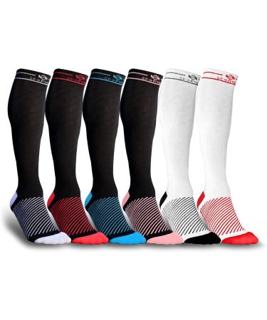 Sportecx Premium Compression Stockings for Men & Women | Cotton Support Socks for Sports Travel & Pregnancy | Black & Blue S-M - Buy Online on GoSupps.com