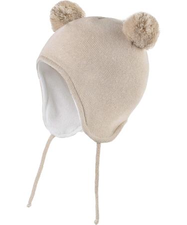 LANGZHEN Toddler Winter Hat Earflap Knit Cap for Baby Boys Girls 0-6 Months - Khaki - Buy Online on GoSupps.com