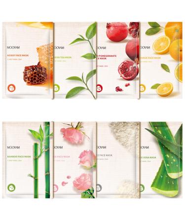 Hydrating Face Mask - Natural Plant Extract Sheet Masks - Moisturising Face Mask Skincare - Anti aging Face Masks Beauty Set - Facial Mask for Skin Nourishing Soothing Cleansing