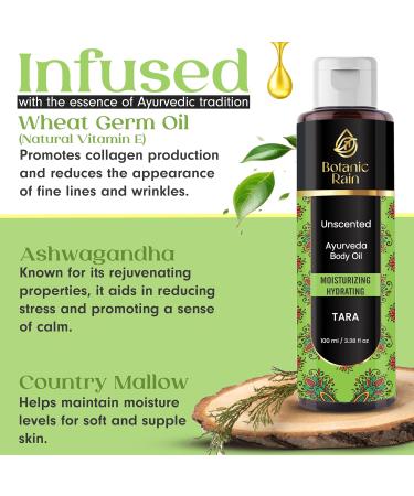 Buy Unscented Ayurveda Body Oil - Natural Moisturizing & Hydrating Vitamin E Oil for Crepey Skin - 3.38 Fl Oz | Organic Body Oil for Men & Women - Ships Internationally - Buy Online on GoSupps.com