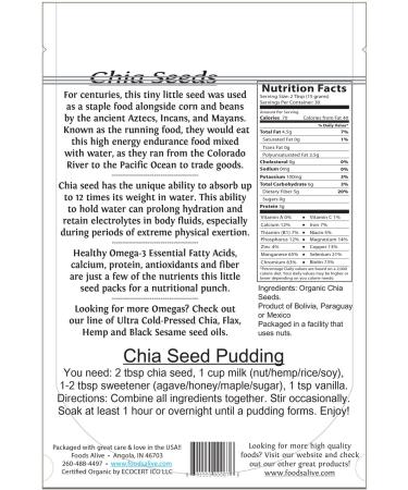 Organic Chia Seeds 16 oz - Foods Alive Superfoods | Gluten-Free & Nutritious - Buy Online on GoSupps.com