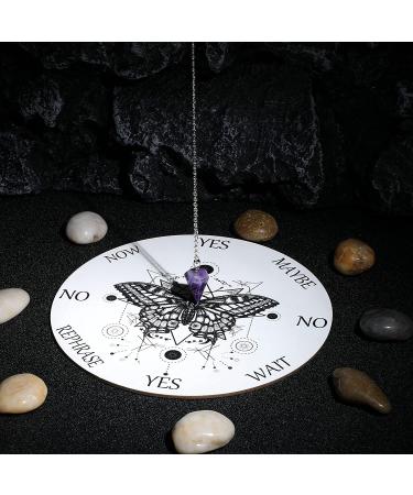 White Butterfly Pendulum Board Dowsing Necklace Kit - Divination Altar Witchcraft Crystal Game for Chakra Healing - Buy Online on GoSupps.com