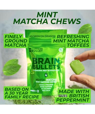 80mg Caffeine & 160mg L-Theanine Focus Enhancing Energy Chews (4 Servings) Neuroscience Backed Nootropic Stack Mental Acuity & Cognitive Support | Mint Matcha Flavor Brain Bullet 1 Packet - 4 Chews - Buy Online on GoSupps.com