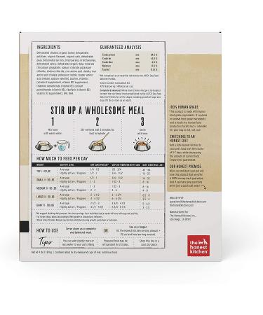 Honest Kitchen Dehydrated Dog Food - Human Grade Chicken Whole Grain 4lb | Complete Meal & Topper - Buy Online on GoSupps.com