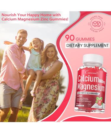 Calcium Magnesium Zinc Gummies & Vitamin D3,B6,B12,Immune & Supporting Bone Health Calcium Magnesium Supplement for Women Men,Sugar-Free Vegan Strawberry Flavor 90 Counts - Buy Online on GoSupps.com